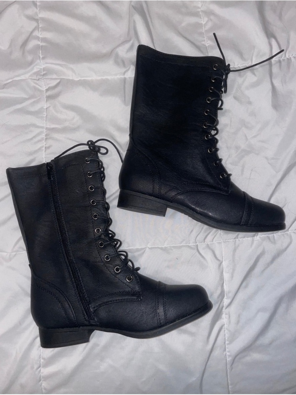 TOP Moda Black Lace-Up Combat Boots for Women